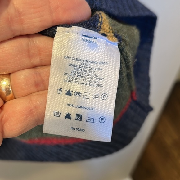 Lands End Men’s Lambswool Crewneck Striped Sweater Size Medium - Picture 4 of 8